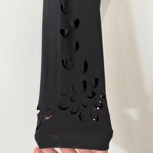 Sympli White House Design Company Floral Cut Out Black Leggings Made in Canada